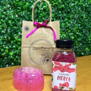 Kit geleia de banho e sabonete massageador frutal Pitaya